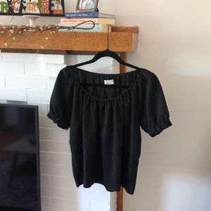 Madewell Texture and Thread black puff sleeve top